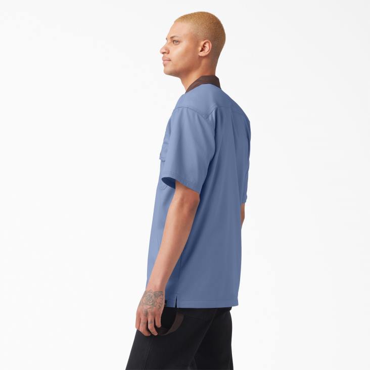 Heren Dickies vincent alvarez werkoverhemd met blokkraag golfblauw (gb) werk kleding 6F0X757