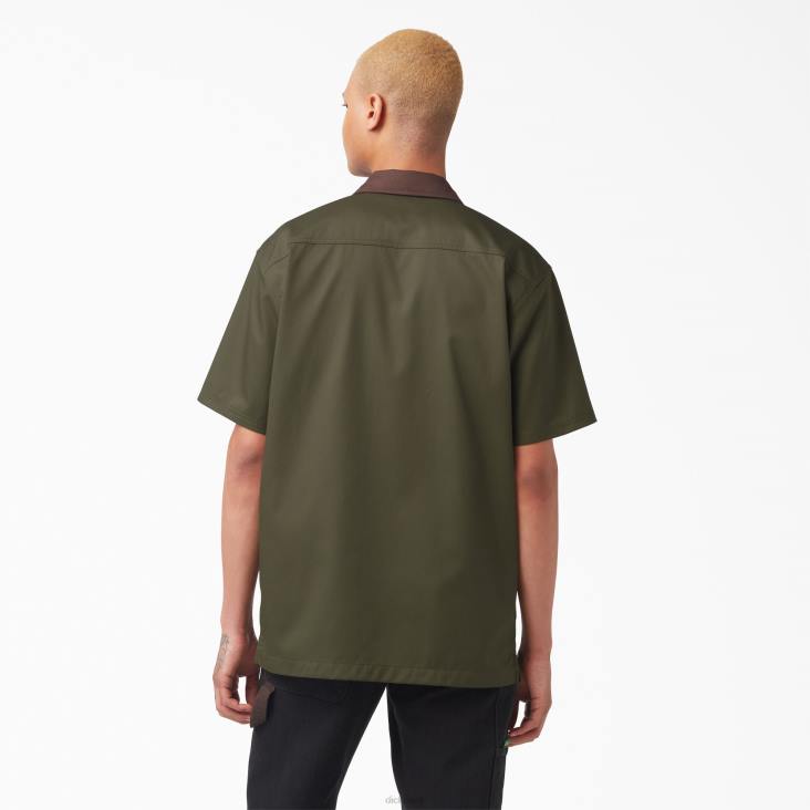 Heren Dickies vincent alvarez werkoverhemd met blokkraag militair groen (ml) werk kleding 6F0X758