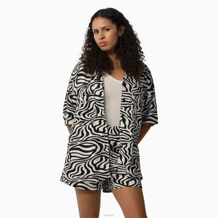 vrouwen Dickies werkoverhemd met zebraprint zwart/wit (bkwh) werk kleding 6F0X2105