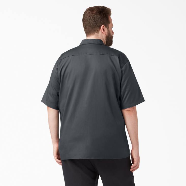 Heren Dickies relaxed fit werkoverhemd met korte mouwen antracietgrijs (ch) werk kleding 6F0X597