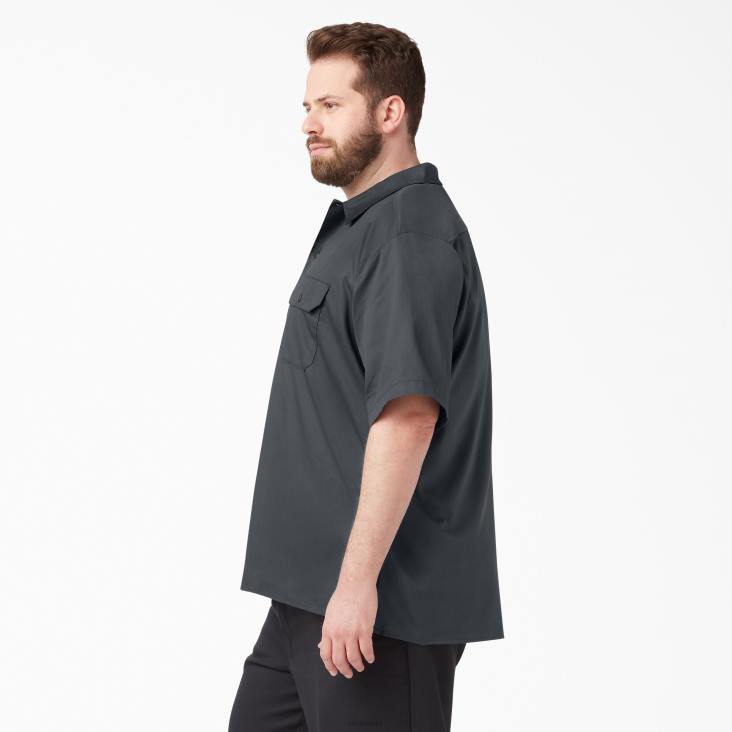 Heren Dickies relaxed fit werkoverhemd met korte mouwen antracietgrijs (ch) werk kleding 6F0X597