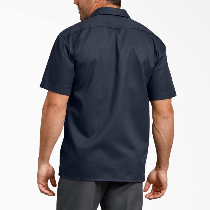 Heren Dickies relaxed fit werkoverhemd met korte mouwen donker marineblauw (dn) werk kleding 6F0X598