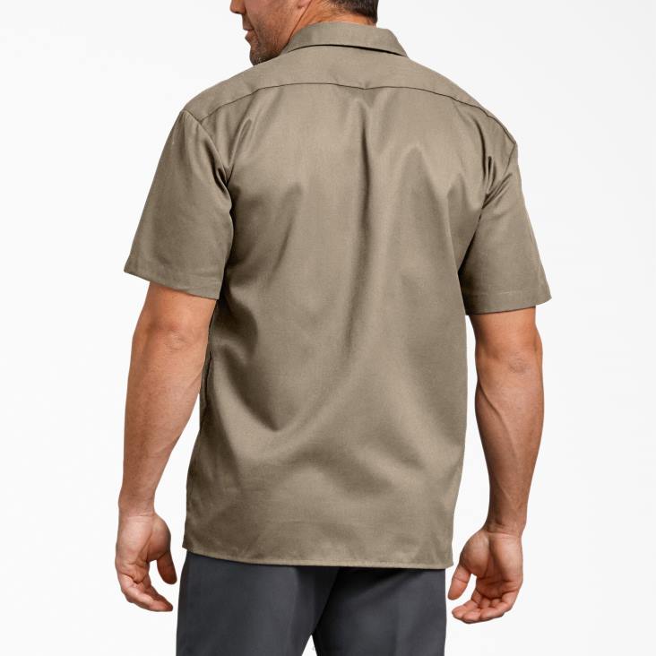 Heren Dickies relaxed fit werkoverhemd met korte mouwen woestijnzand (ds) werk kleding 6F0X599