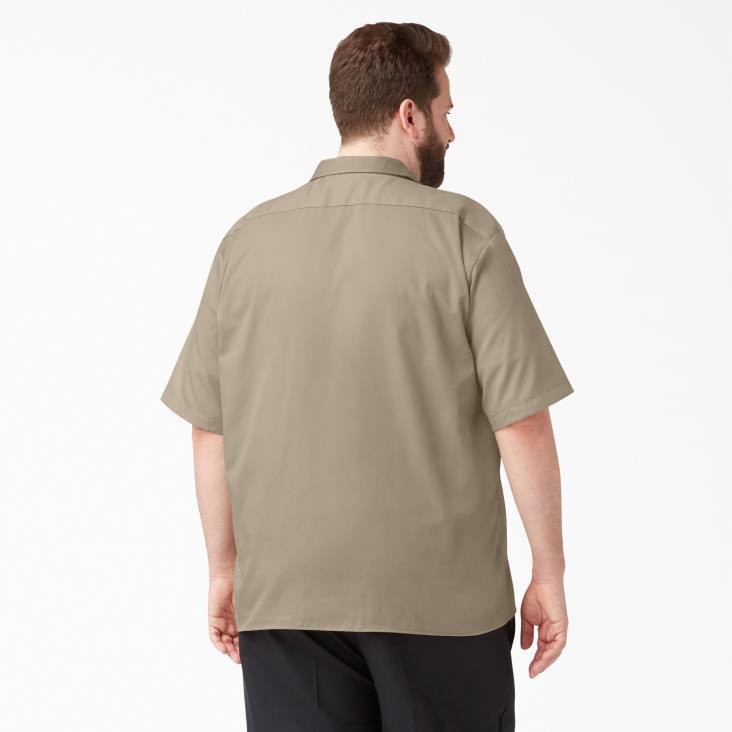 Heren Dickies relaxed fit werkoverhemd met korte mouwen woestijnzand (ds) werk kleding 6F0X599