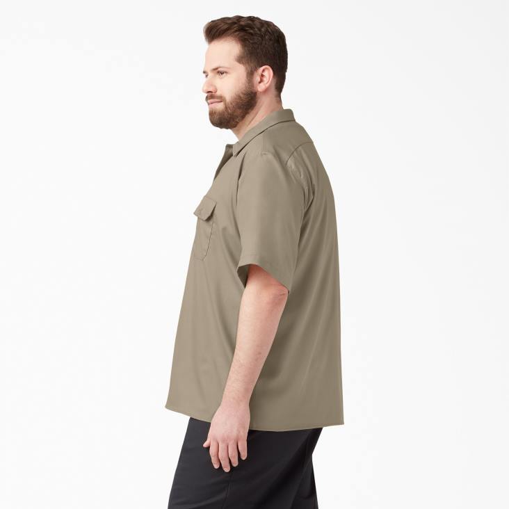 Heren Dickies relaxed fit werkoverhemd met korte mouwen woestijnzand (ds) werk kleding 6F0X599
