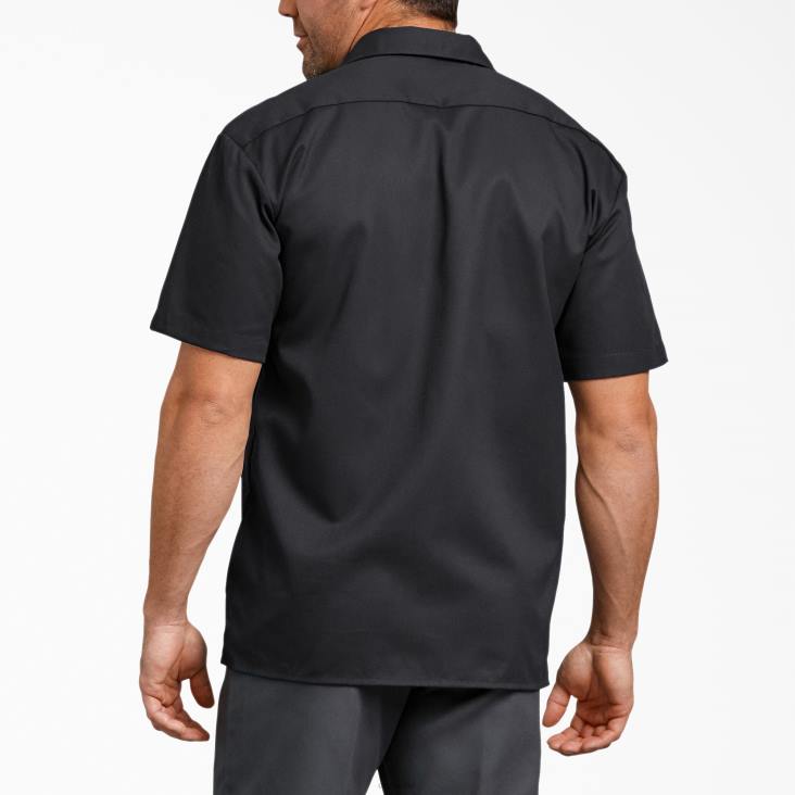 Heren Dickies relaxed fit werkoverhemd met korte mouwen zwart (bk) werk kleding 6F0X596
