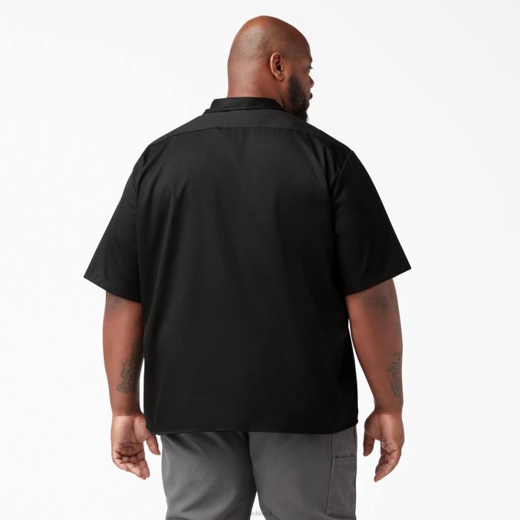 Heren Dickies relaxed fit werkoverhemd met korte mouwen zwart (bk) werk kleding 6F0X596