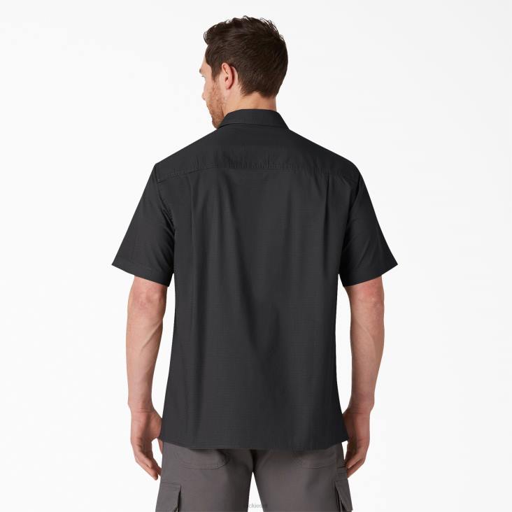 Heren Dickies ripstop werkoverhemd met korte mouwen gespoeld zwart (rbk) werk kleding 6F0X644