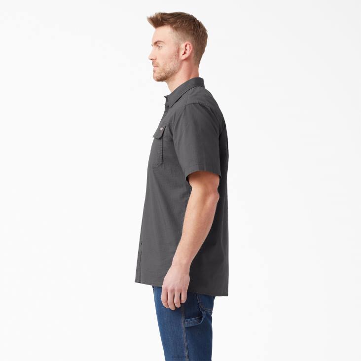 Heren Dickies ripstop werkoverhemd met korte mouwen gespoelde lei (rsl) werk kleding 6F0X647