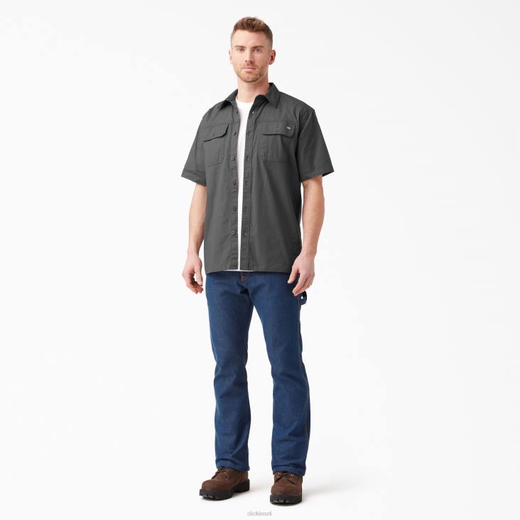 Heren Dickies ripstop werkoverhemd met korte mouwen gespoelde lei (rsl) werk kleding 6F0X647
