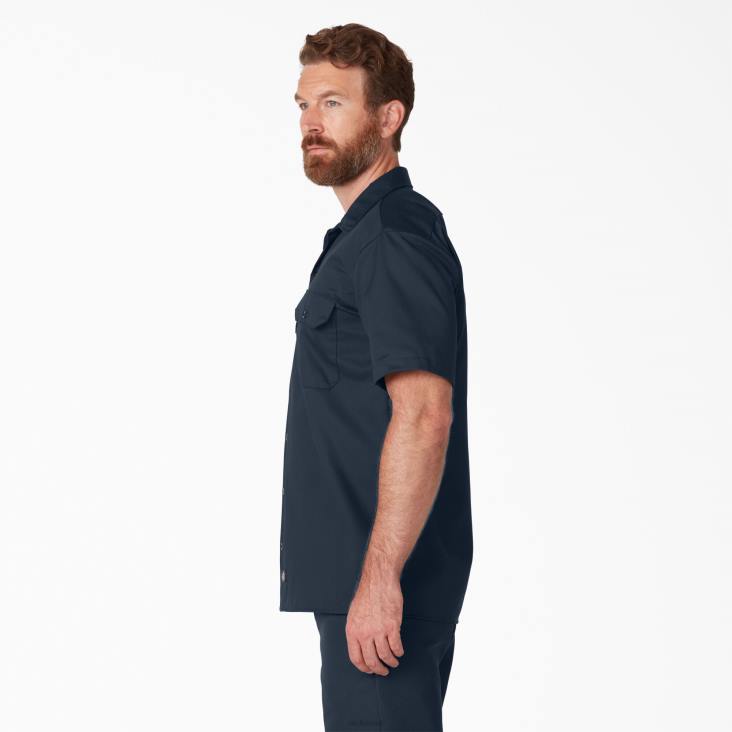 Heren Dickies werkhemd met korte mouwen donker marineblauw (dn) werk kleding 6F0X489