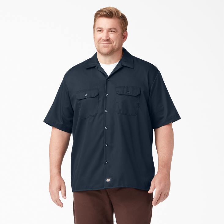 Heren Dickies werkhemd met korte mouwen donker marineblauw (dn) werk kleding 6F0X489