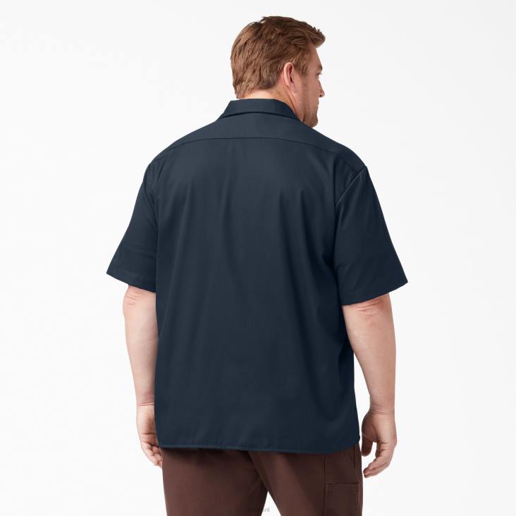 Heren Dickies werkhemd met korte mouwen donker marineblauw (dn) werk kleding 6F0X489