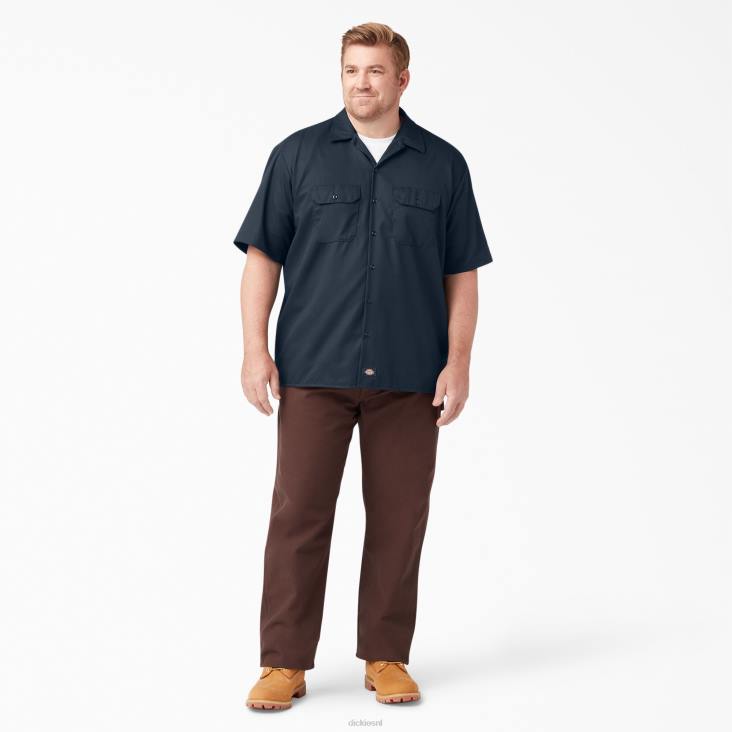 Heren Dickies werkhemd met korte mouwen donker marineblauw (dn) werk kleding 6F0X489