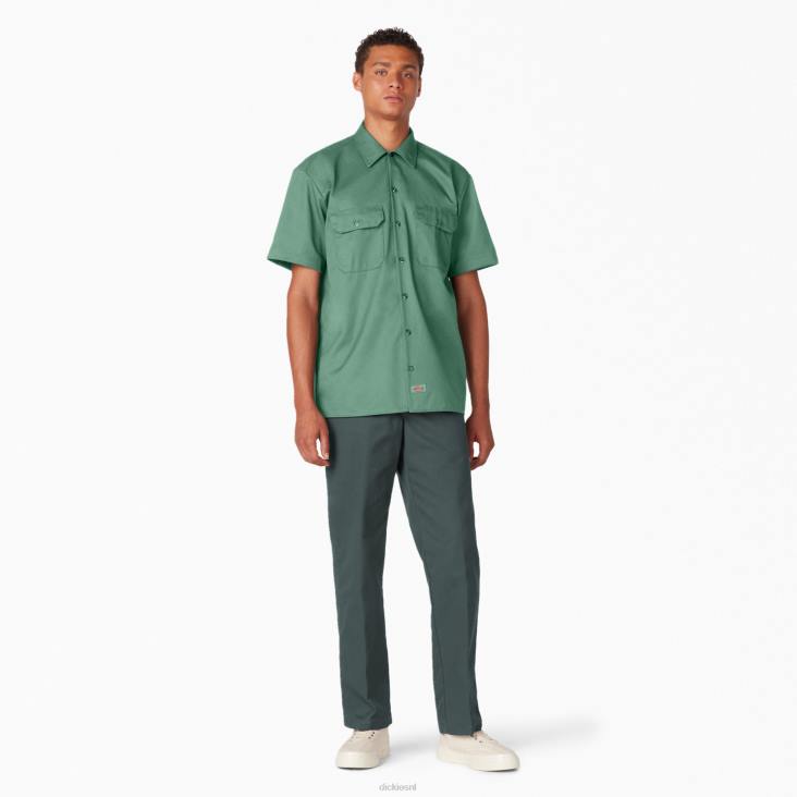 Heren Dickies werkhemd met korte mouwen donkere klimop (d2i) werk kleding 6F0X491
