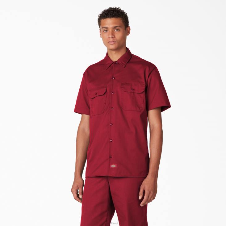 Heren Dickies werkhemd met korte mouwen engels rood er werk kleding 6F0X492 6F0X492 Legendarische werkkleding Dickies Nederland Dickies tuinbroek met compromisloze duurzaamheid