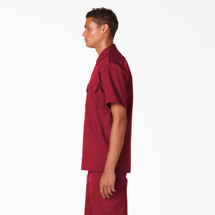 Heren Dickies werkhemd met korte mouwen engels rood (er) werk kleding 6F0X492