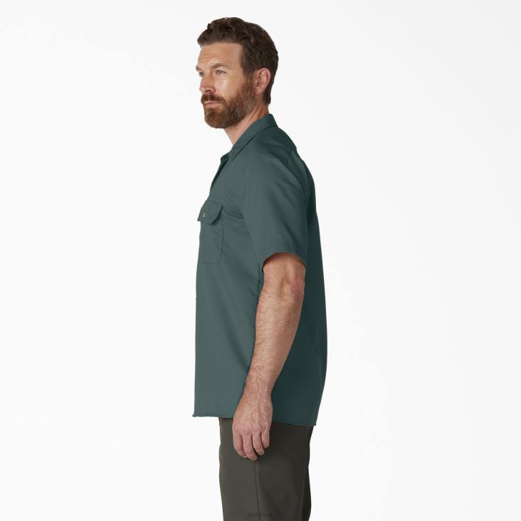 Heren Dickies werkhemd met korte mouwen lincoln groen (ln) werk kleding 6F0X496