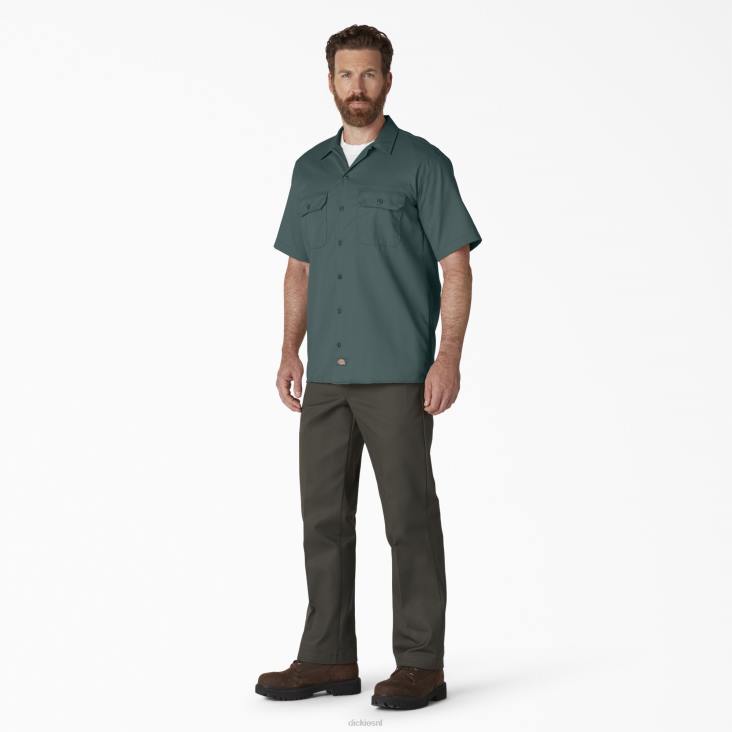Heren Dickies werkhemd met korte mouwen lincoln groen (ln) werk kleding 6F0X496