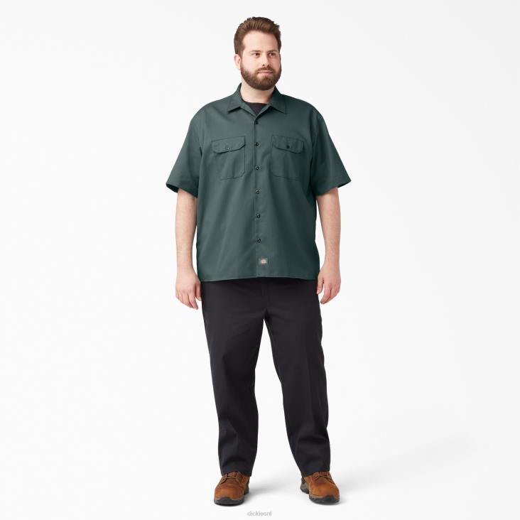 Heren Dickies werkhemd met korte mouwen lincoln groen (ln) werk kleding 6F0X496