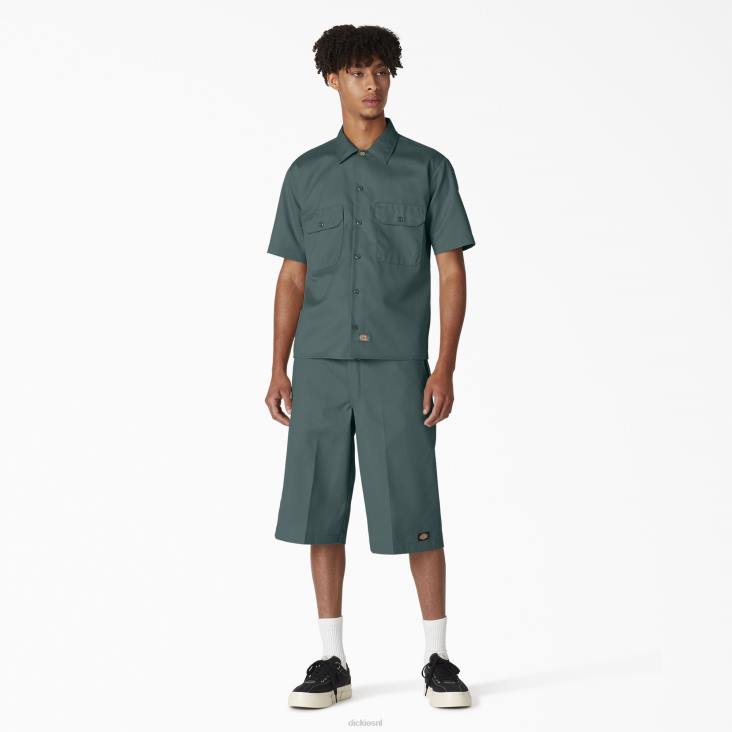 Heren Dickies werkhemd met korte mouwen lincoln groen (ln) werk kleding 6F0X496