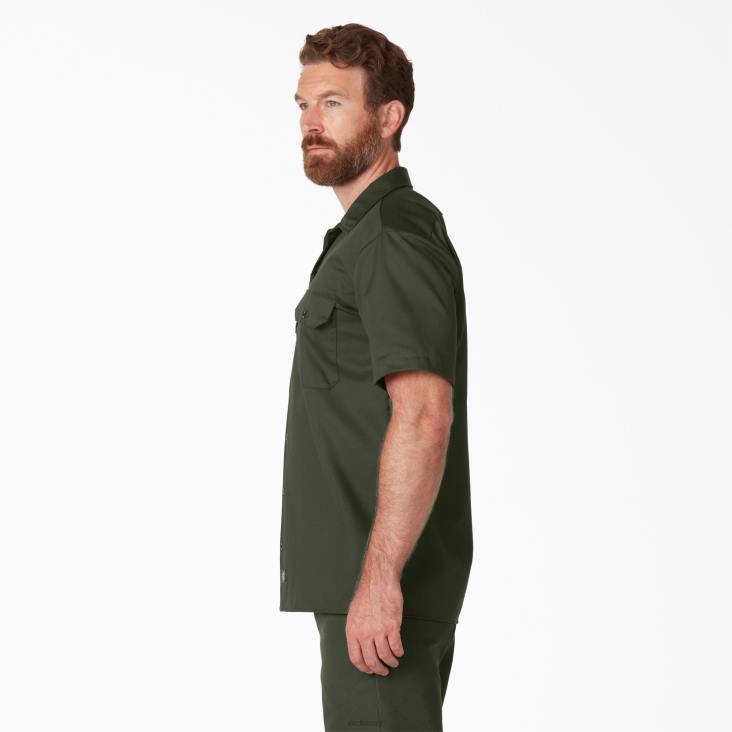 Heren Dickies werkhemd met korte mouwen olijfgroen (og) werk kleding 6F0X498