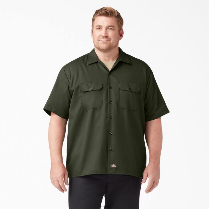 Heren Dickies werkhemd met korte mouwen olijfgroen (og) werk kleding 6F0X498