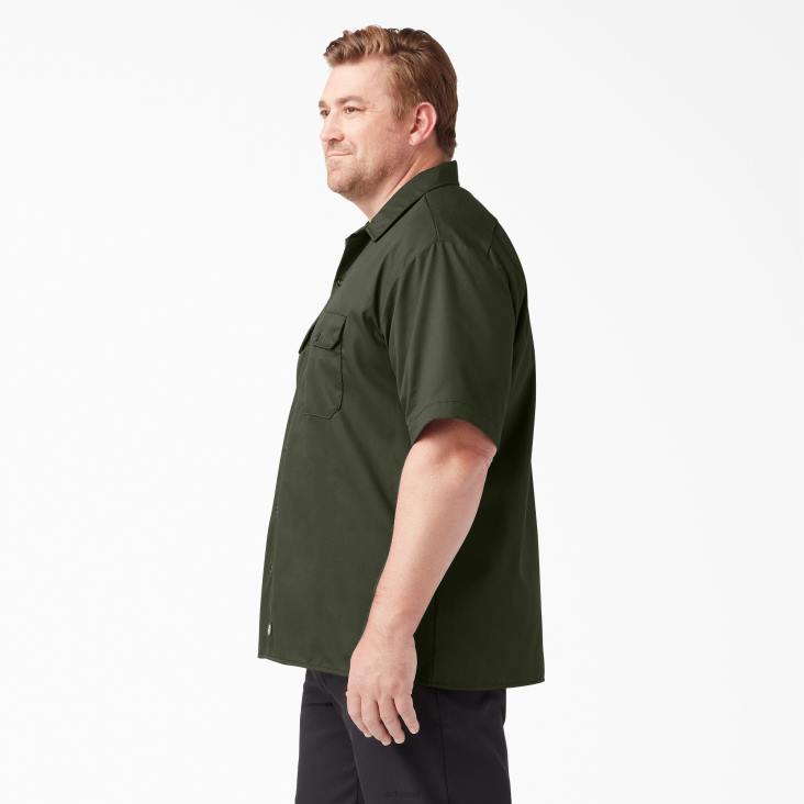 Heren Dickies werkhemd met korte mouwen olijfgroen (og) werk kleding 6F0X498