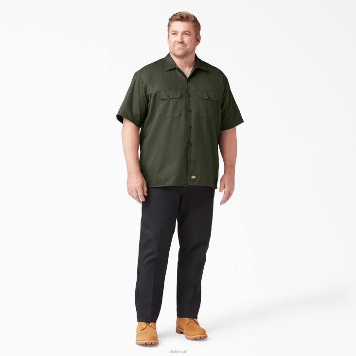 Heren Dickies werkhemd met korte mouwen olijfgroen (og) werk kleding 6F0X498