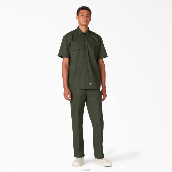 Heren Dickies werkhemd met korte mouwen olijfgroen (og) werk kleding 6F0X498