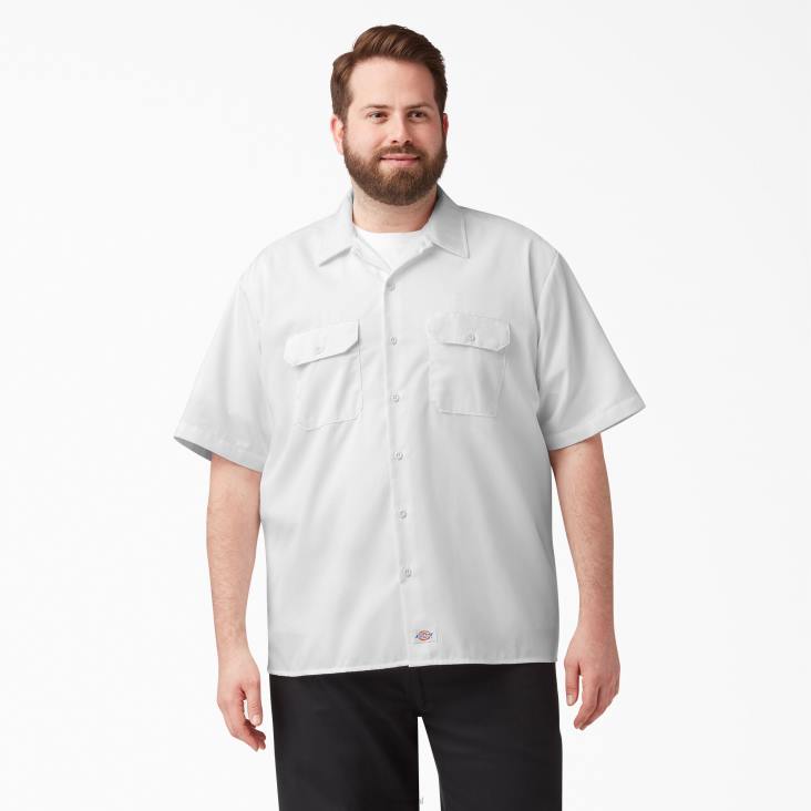 Heren Dickies werkhemd met korte mouwen wit (wh) werk kleding 6F0X502