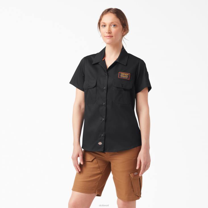 vrouwen Dickies traeger ultiem grillshirt zwart (bk) werk kleding 6F0X2156