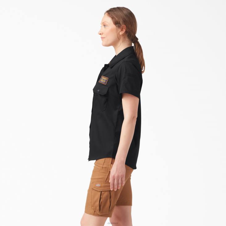 vrouwen Dickies traeger ultiem grillshirt zwart (bk) werk kleding 6F0X2156