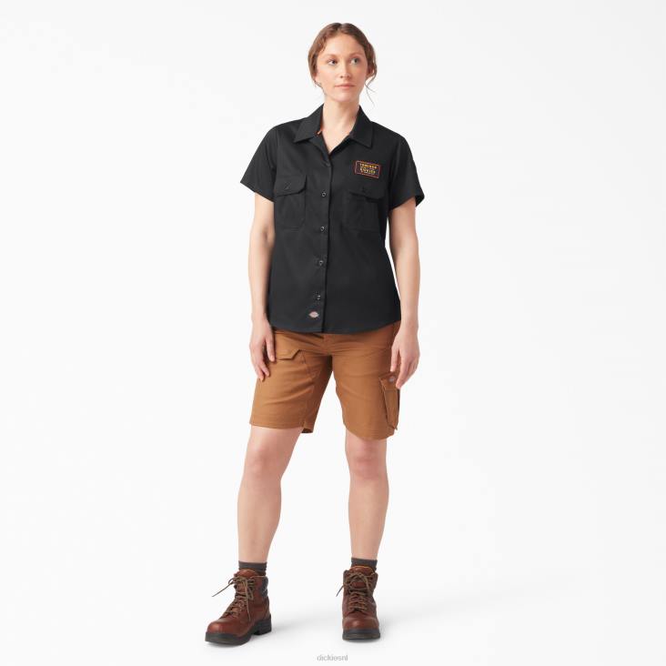 vrouwen Dickies traeger ultiem grillshirt zwart (bk) werk kleding 6F0X2156