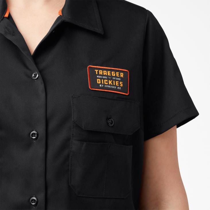 vrouwen Dickies traeger ultiem grillshirt zwart (bk) werk kleding 6F0X2156