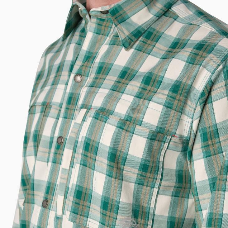 Heren Dickies verkoelend werkshirt met lange mouwen diepe meer/mosplaid (a2g) werk kleding 6F0X676