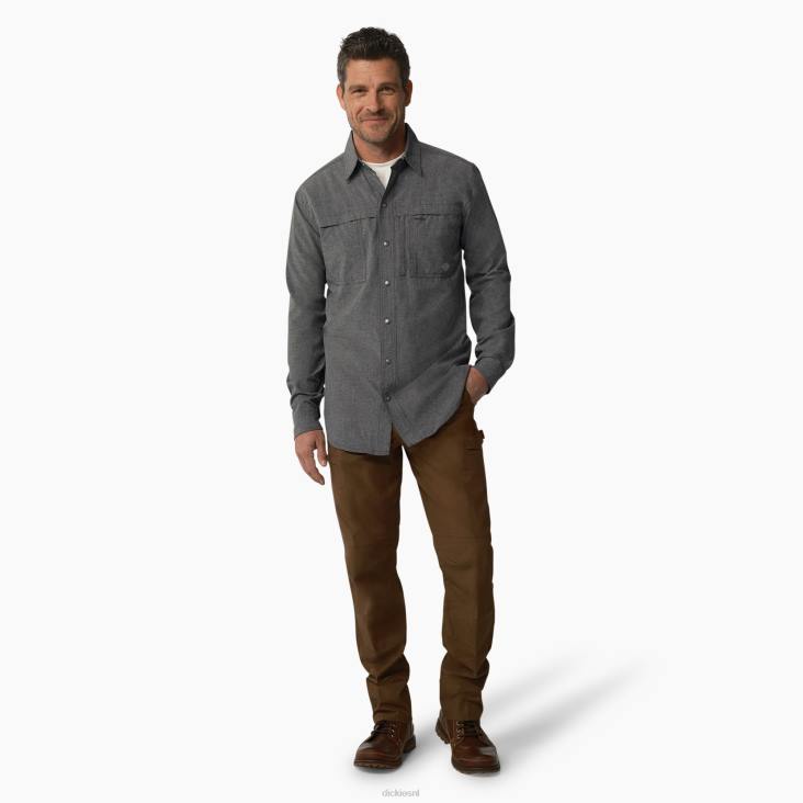 Heren Dickies verkoelend werkshirt met lange mouwen houtskool (cdh) werk kleding 6F0X678