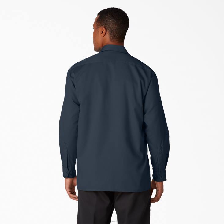 Heren Dickies werkhemd met lange mouwen donker marineblauw (dn) werk kleding 6F0X560