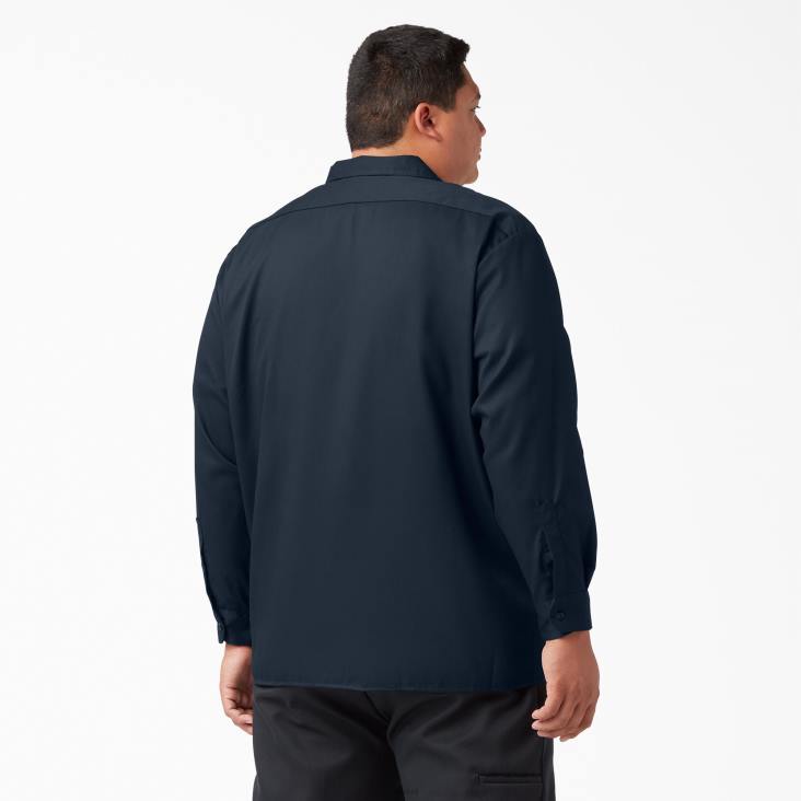 Heren Dickies werkhemd met lange mouwen donker marineblauw (dn) werk kleding 6F0X560