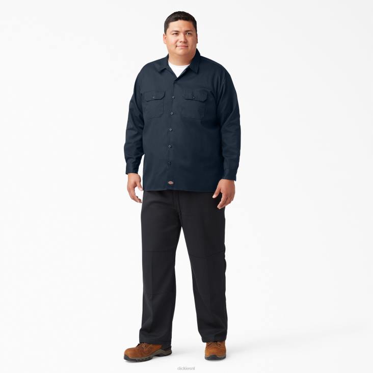 Heren Dickies werkhemd met lange mouwen donker marineblauw (dn) werk kleding 6F0X560