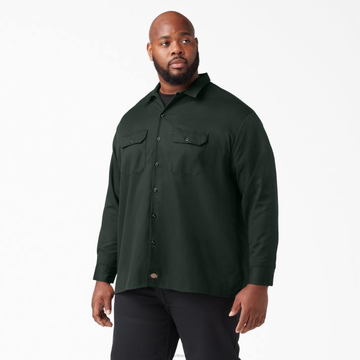 Heren Dickies werkhemd met lange mouwen jager groen (gh) werk kleding 6F0X562
