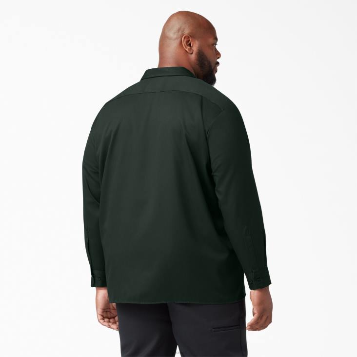 Heren Dickies werkhemd met lange mouwen jager groen (gh) werk kleding 6F0X562