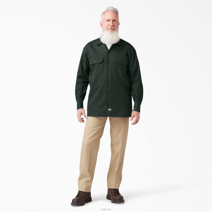 Heren Dickies werkhemd met lange mouwen jager groen (gh) werk kleding 6F0X562