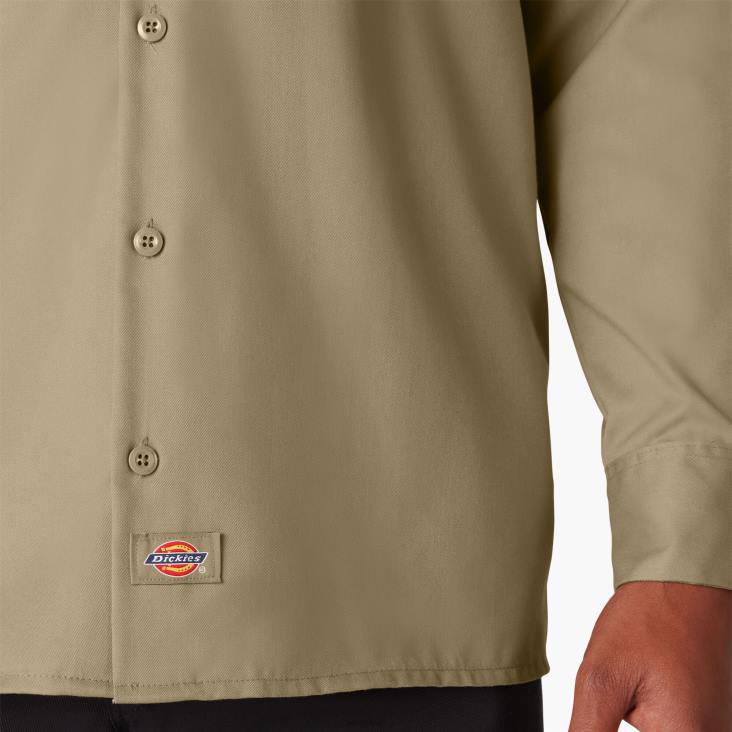 Heren Dickies werkhemd met lange mouwen kaki (kh) werk kleding 6F0X563