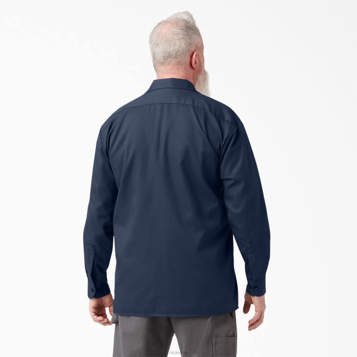 Heren Dickies werkhemd met lange mouwen marineblauw (nv) werk kleding 6F0X565