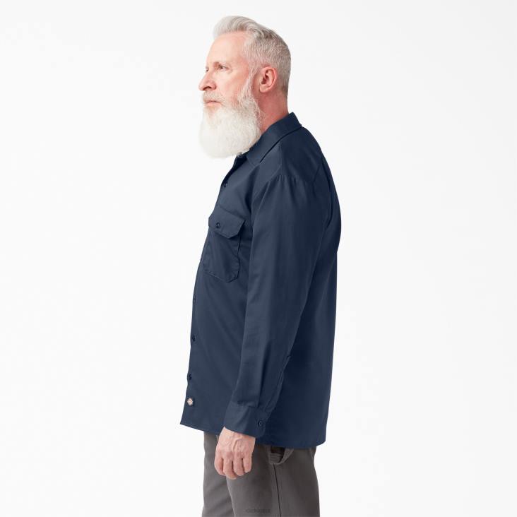 Heren Dickies werkhemd met lange mouwen marineblauw (nv) werk kleding 6F0X565