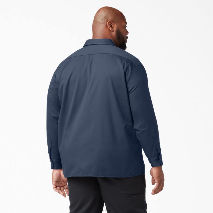 Heren Dickies werkhemd met lange mouwen marineblauw (nv) werk kleding 6F0X565
