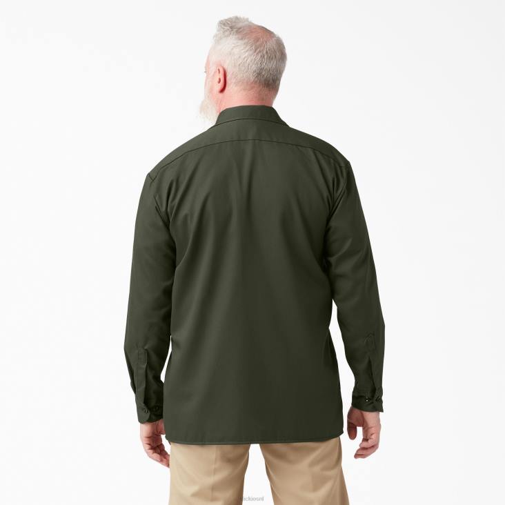 Heren Dickies werkhemd met lange mouwen olijfgroen (og) werk kleding 6F0X566