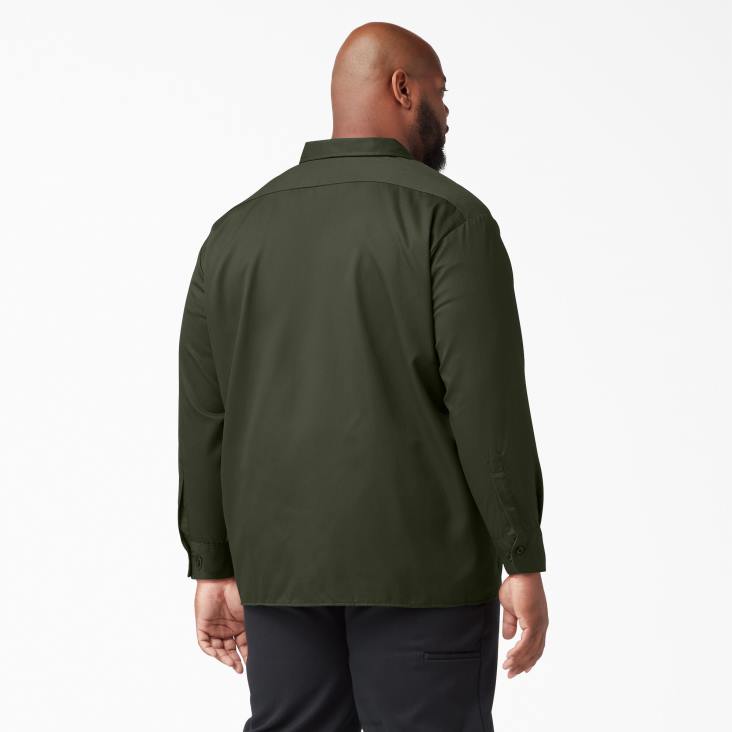 Heren Dickies werkhemd met lange mouwen olijfgroen (og) werk kleding 6F0X566