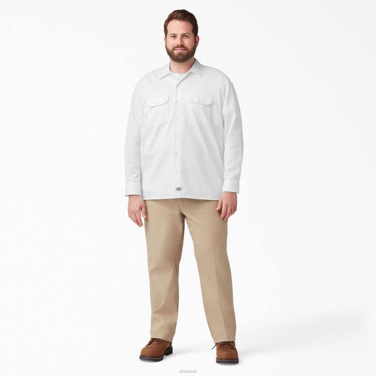 Heren Dickies werkhemd met lange mouwen wit (wh) werk kleding 6F0X568